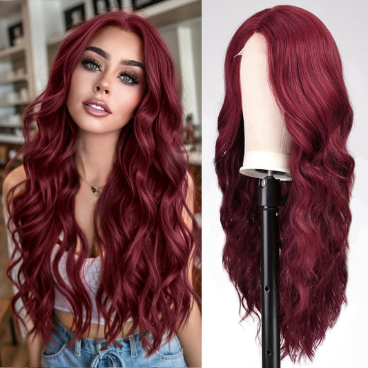 primeview4k™ BurgundyWig: Peruvian Straight Lace Frontal Wig in 99J Burgundy